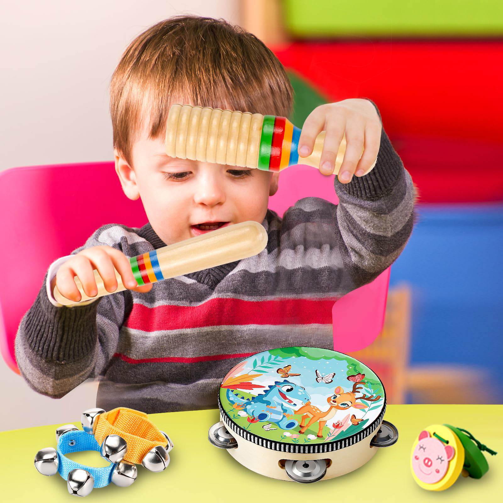 OATHX Educational Toys Percussion Xylophone Baby Music Kit Wood Musical Instruments for Toddler Toy