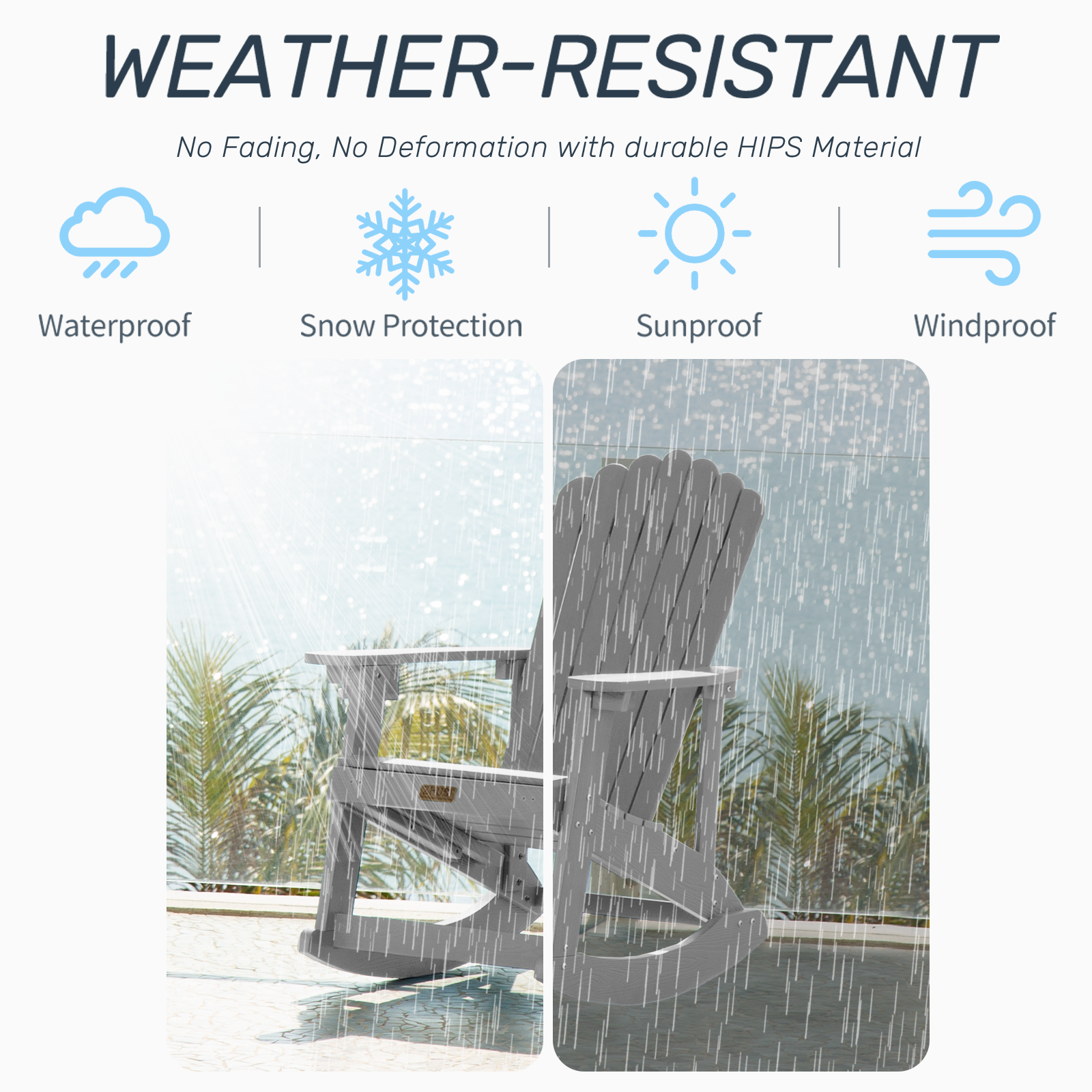 Wingyz Outdoor Rocking Chair with Ottoman and Cup Holders Patio Adirondack Chairs for Porch Garden