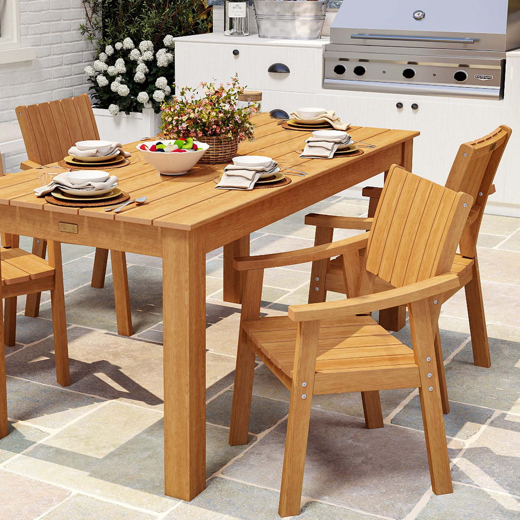 Wingyz Dining Table Set for 4 with Chairs,5 Piece Outdoor Furniture for Weather Patio Lawn Garden Backyard,Wood Color
