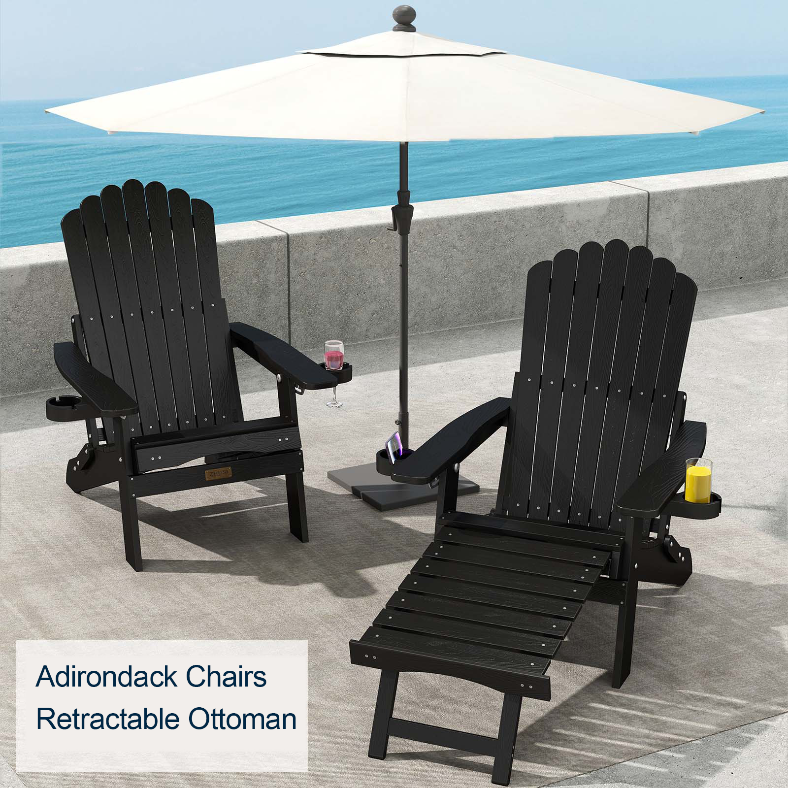 Wingyz Outdoor Adirondack Chair with Footrest, Folding Adjustable Patio Chairs for Outside Lawn Lawn Balcony