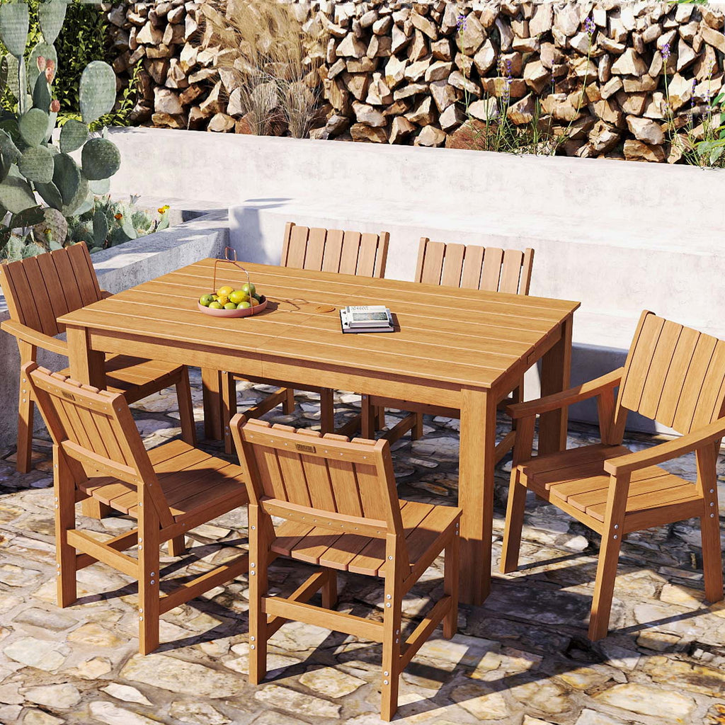 Wingyz Outdoor Dining Table Set for 4, Patio Table with Umbrella Hole and Side Chairs Furniture Set