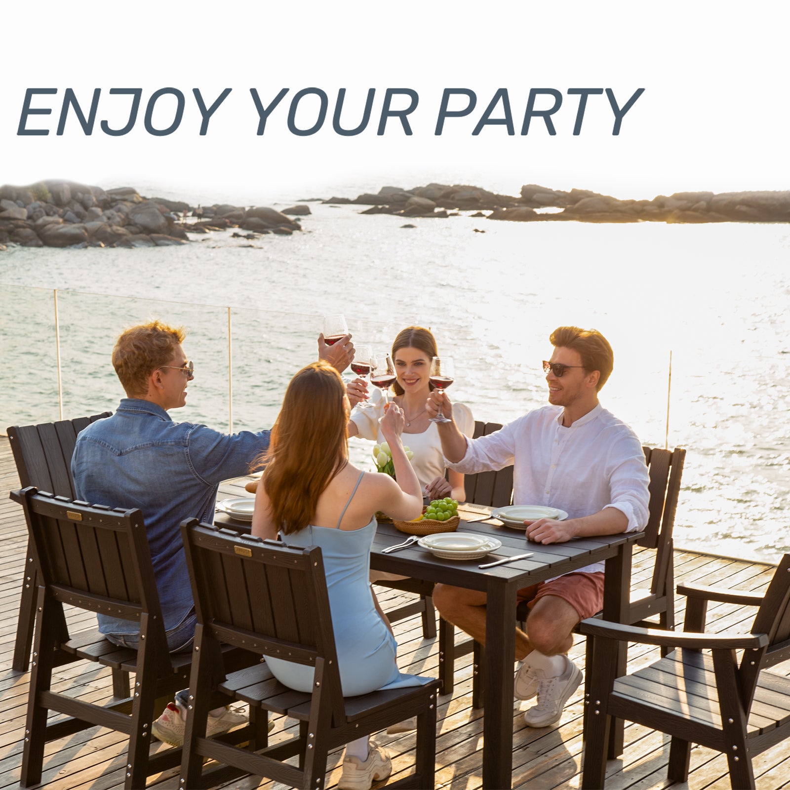 Wingyz Patio Dining Chairs Set of 2 Mid Back Chair for Outdoor Lawn Garden Backyard All Weather Black