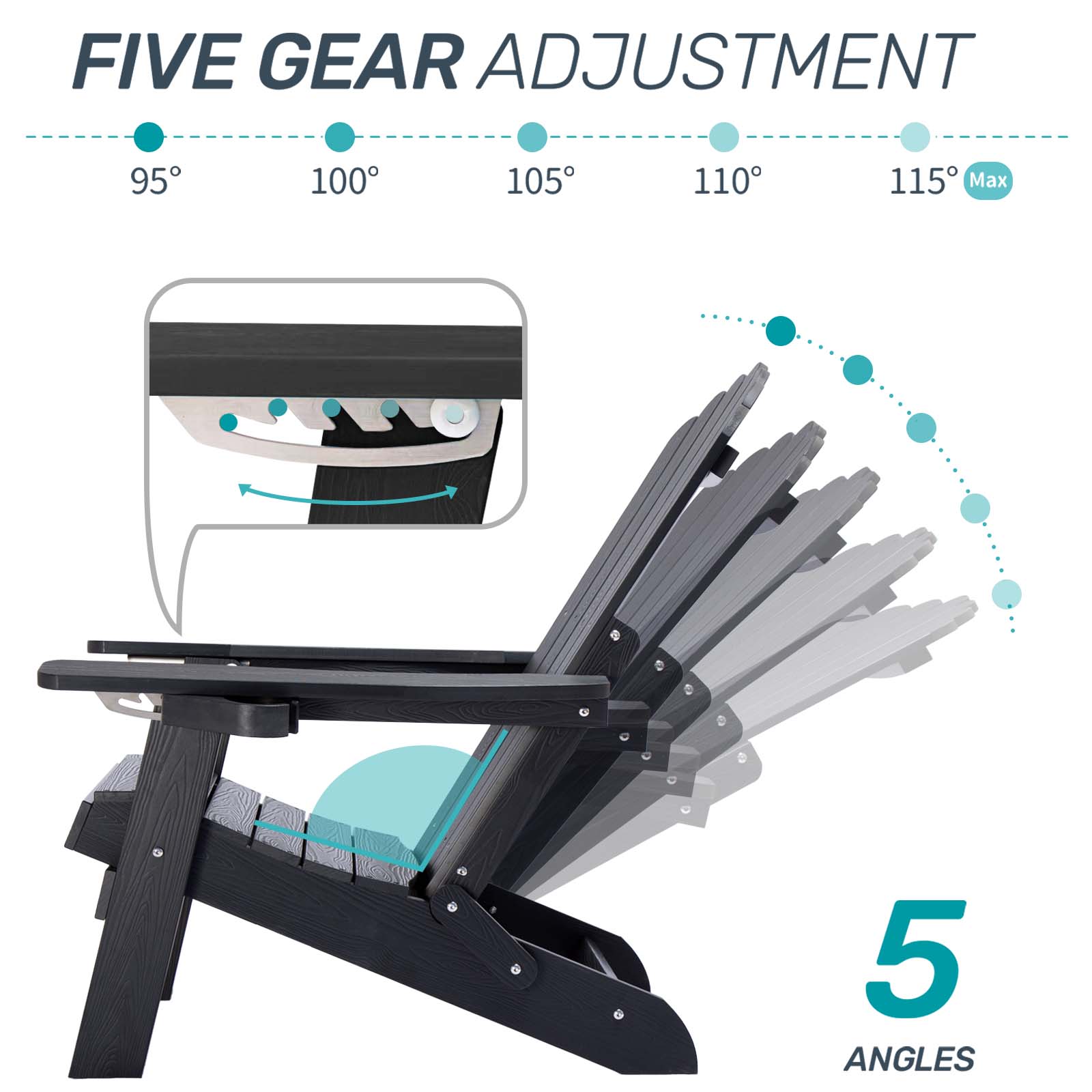 Wingyz Outdoor Adirondack Chair with Footrest, Folding Adjustable Patio Chairs for Outside Lawn Lawn Balcony