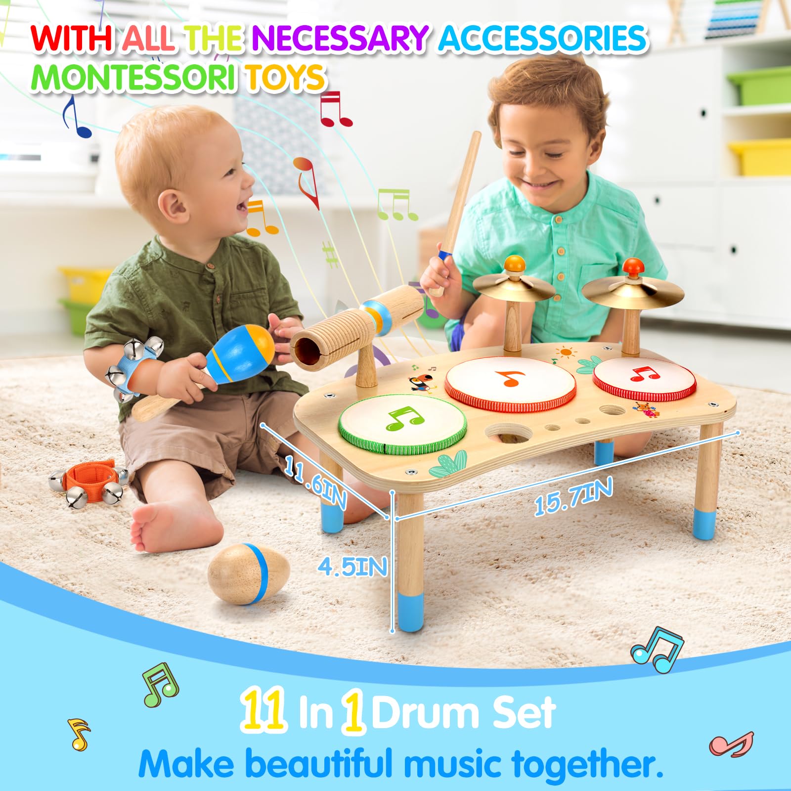 OATHX Kids Drum Set,Musical Instruments for Toddlers Learning Preschool Toys for Boys Girls Birthday