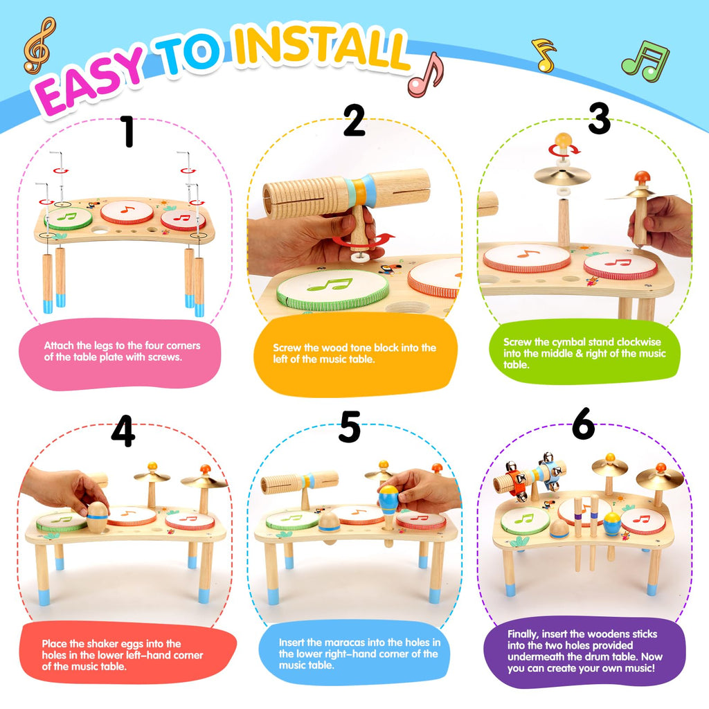 OATHX Kids Drum Set,Musical Instruments for Toddlers Learning Preschool Toys for Boys Girls Birthday