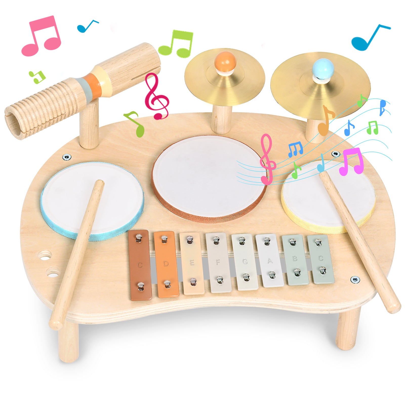 OATHX Toy Drum Xylophone Baby Music Toy Montessori Drum Set Musical Instruments for Toddler and Preschool Toys